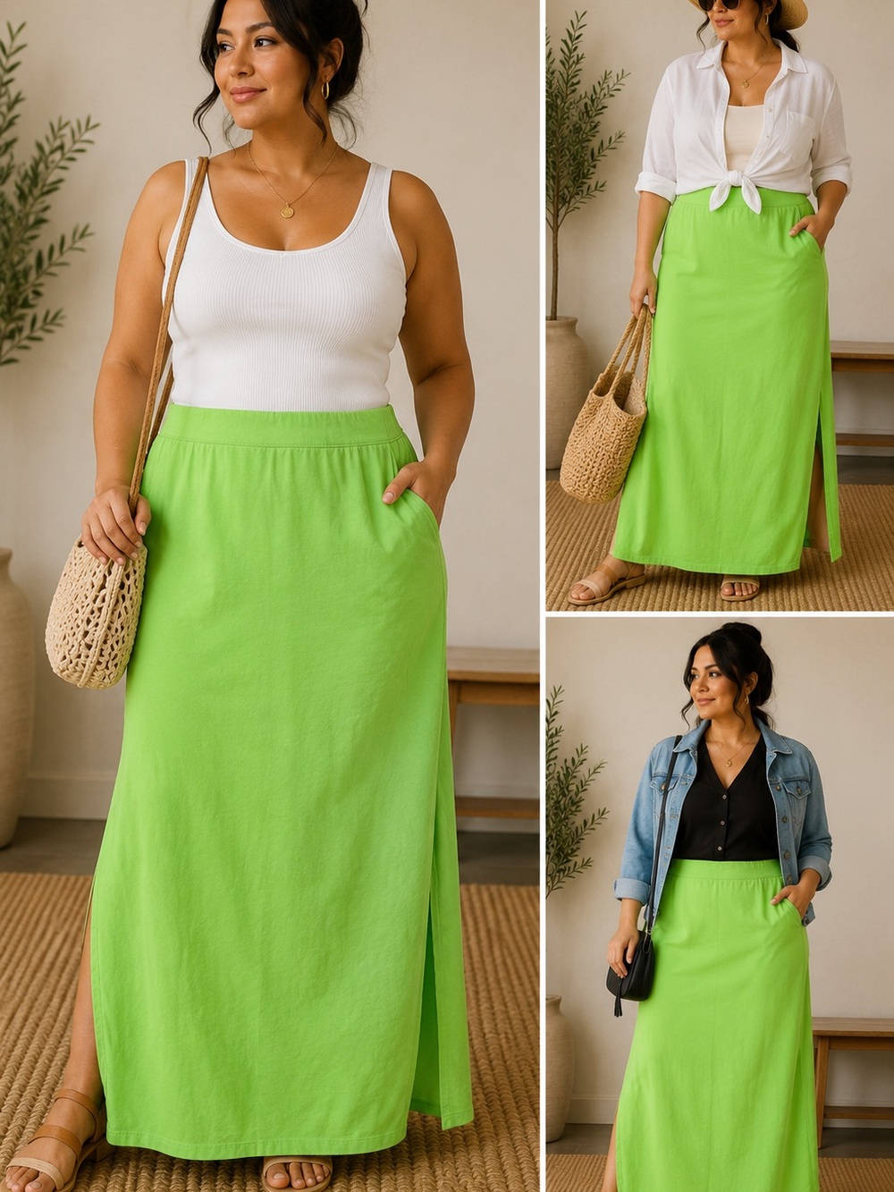 💚 Lightweight Maxi Skirt in Bright Lime Green